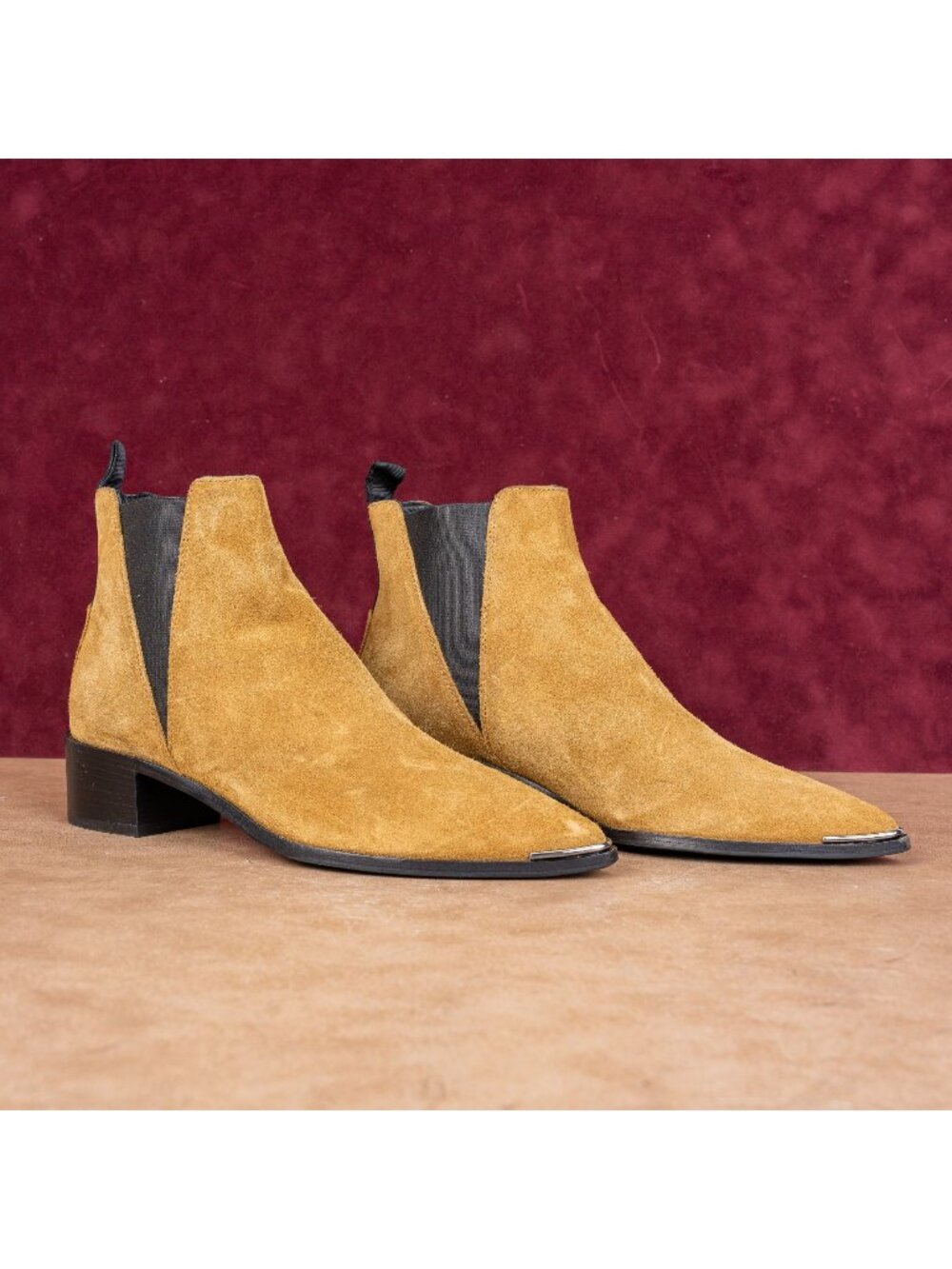 Acne Studios Women Jensen Suede Western Chelsea Point Toe Boots 7.5US EUR38